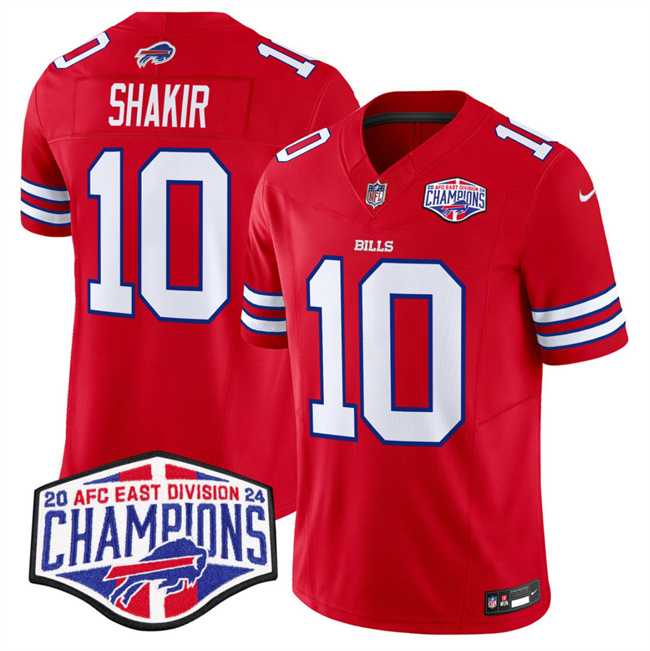 Mens Buffalo Bills #10 Khalil Shakir Red F.U.S.E. 2024 AFC East Division Champions Vapor Limited Stitched Jersey